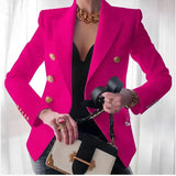 Blazer femme à double boutonnage avec boutons dorés