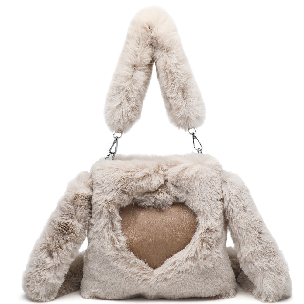 bags : Stella | Sac à Main Femme Moelleux en Forme de Cœur in Gris 22x22x4CM van Seroa