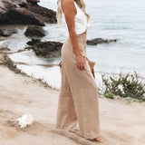 skirts : Carmen | Pantalon Fluide Femme en Lin à Jambes Larges in van Seroa