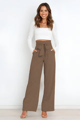skirts : Evelyn | Pantalon Fluide Femme Jambes Larges Confortable in Taupe van Seroa