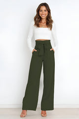 skirts : Evelyn | Pantalon Fluide Femme Jambes Larges Confortable in Vert militaire van Seroa