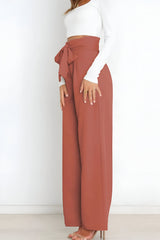 skirts : Evelyn | Pantalon Fluide Femme Jambes Larges Confortable in Brique van Seroa