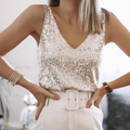 Glamour top z cekinami i dekoltem w serek dla kobiet