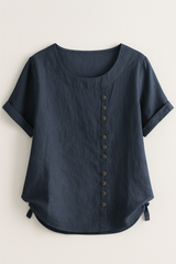 Women's Linen Button-Front Blouse - Lightweight, Breathable and
