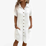 Leichtes Sommerkleid Damen aus Leinen-Baumwoll-Mischung - Perfekt für Strand und Urlaub