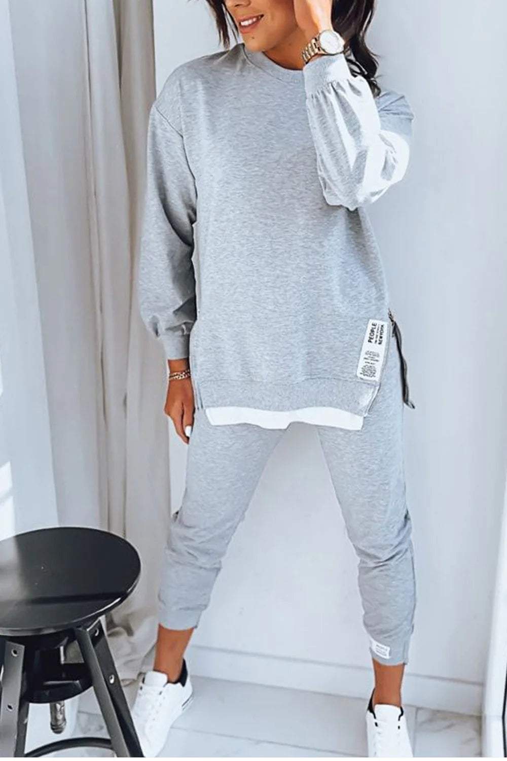other : Nina – Ensemble Décontracté en Coton Oversize au Style Streetwear Urbain in Gris van Seroa