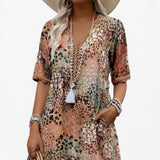 Robe Midi Florale Femme Élégante Estivale pour Cérémonie et Événements Spéciaux
