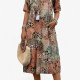 Robe Midi Florale Femme Élégante Estivale pour Cérémonie et Événements Spéciaux
