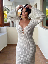 dresses : Marina – Robe maxi bohème en crochet avec manches évasées in van Seroa