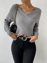 top blouses : Bella – Pull cache-cœur chic en maille avec design asymétrique in van Seroa