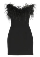 dresses : Camilla – Mini Robe Glamour à épaules dénudées avec Accent de Plumes in van Seroa