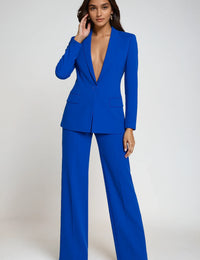 Ensemble Tailleur Femme : Blazer & Pantalon Fluide Noir Élégant