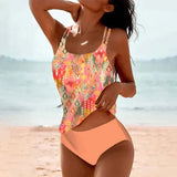 swimwear : Erin – Ensemble tankini bohème chic à imprimé mandala in Orange van Seroa