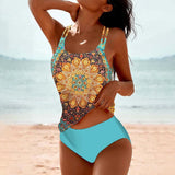 swimwear : Erin – Ensemble tankini bohème chic à imprimé mandala in Bleu clair van Seroa