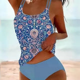 swimwear : Erin – Ensemble tankini bohème chic à imprimé mandala in Bleu foncé van Seroa