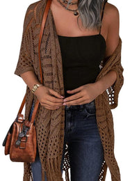 Cozy Summer Hollow-Out Tassel Outerwear Cardigan