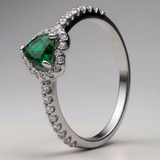 Amelia | Bague de Fiançailles Femme Argent Diamant Coeur