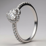 Amelia | Bague de Fiançailles Femme Argent Diamant Coeur