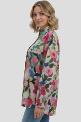 Chemise Femme à Imprimé Floral Aquarelle – Manches Longues, Coupe Décontractée