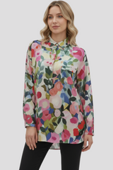 Chemise Femme à Imprimé Floral Aquarelle – Manches Longues, Coupe Décontractée