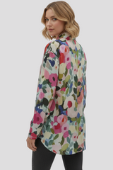 Chemise Femme à Imprimé Floral Aquarelle – Manches Longues, Coupe Décontractée