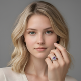 Amelia | Bague de Fiançailles Femme Argent Diamant Coeur
