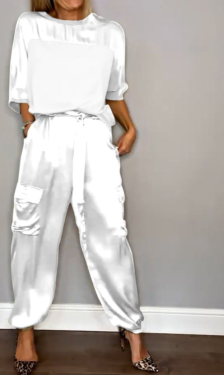 other : Esther | Ensemble Tailleur Femme en Satin in Blanc van Seroa