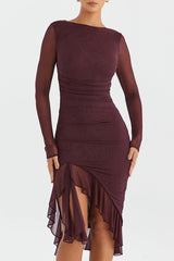 dresses : Hazel – Robe de soirée moulante élégante à volants et coupe asymétrique in van Seroa