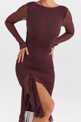dresses : Hazel – Robe de soirée moulante élégante à volants et coupe asymétrique in van Seroa