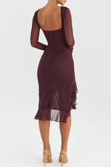 dresses : Hazel – Robe de soirée moulante élégante à volants et coupe asymétrique in van Seroa