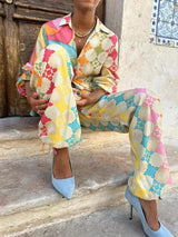 dresses : Chiara – Ensemble de luxe imprimé géométrique coloré : coordonné et robe longue pour resort in Fixer van Seroa