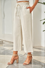 skirts : Esther | Pantalon Fluide Femme en Coton Large Ajustable in Crème van Seroa