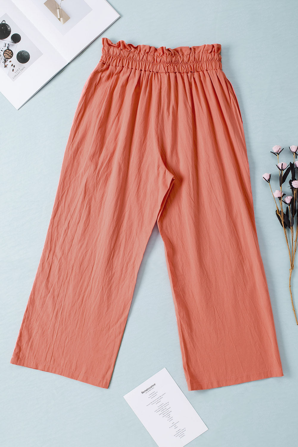 skirts : Esther | Pantalon Fluide Femme en Coton Large Ajustable in Rose van Seroa