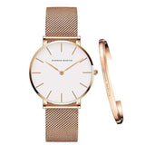 Damenarmbanduhr Hannah Martin, silberfarben, Edelstahl – elegant, trendig, Milanaise-Armband