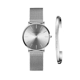 Damenarmbanduhr Hannah Martin, silberfarben, Edelstahl – elegant, trendig, Milanaise-Armband