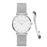 Damenarmbanduhr Hannah Martin, silberfarben, Edelstahl – elegant, trendig, Milanaise-Armband