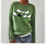 Pull Femme Rétro Rayé Col Bateau Tricoté Coton Doux