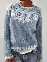 Pull Femme Rétro Rayé Col Bateau Tricoté Coton Doux