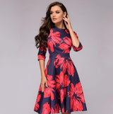 dresses : Lisa - Robe Vintage à Imprimé Fleuri Combiné in Rouge van Seroa