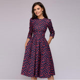 dresses : Lisa - Robe Vintage à Imprimé Fleuri Combiné in Bleu fleuri van Seroa