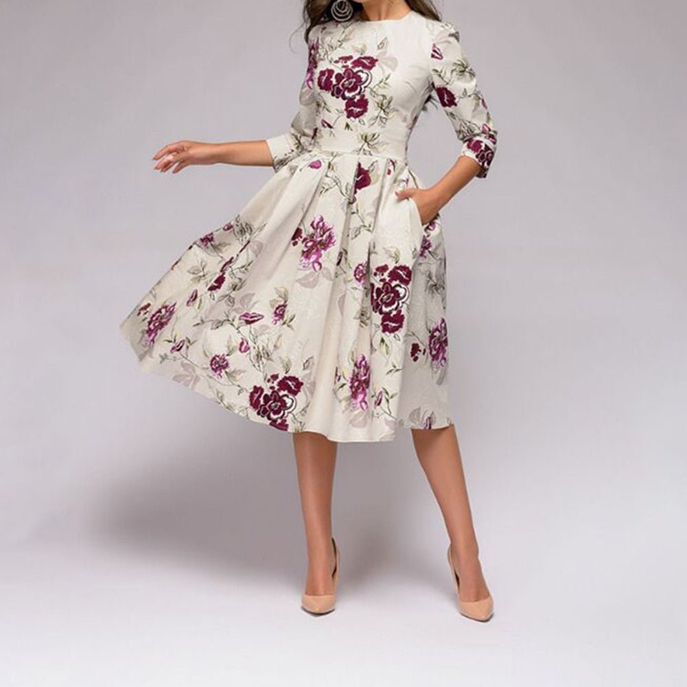 dresses : Lisa - Robe Vintage à Imprimé Fleuri Combiné in van Seroa