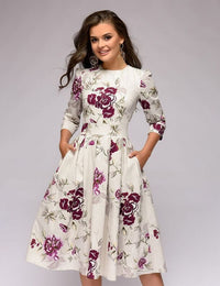 Vintage-Blumenkleid für Damen – Elegantes Blumenmuster und