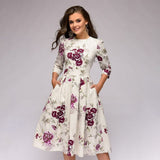 dresses : Lisa - Robe Vintage à Imprimé Fleuri Combiné in Blanc van Seroa
