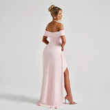Robe Longue Femme Épaules Dénudées & Fente Élégante - Idéale