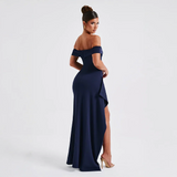 Robe Longue Femme Épaules Dénudées & Fente Élégante - Idéale