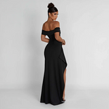 Robe Longue Femme Épaules Dénudées & Fente Élégante - Idéale