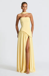 Langes Kleid mit Schlitz für Damen mit Korsett, elegant und modern, für
