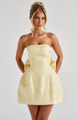 Robe courte femme jacquard sans bretelles avec dos nu