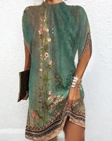 Robe courte femme soirée manches chauve-souris col plissé