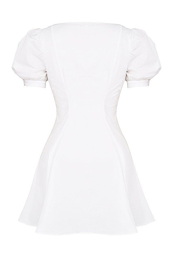 dresses : Lena – Robe courte chic à manches bouffantes et boutons devant in van Seroa